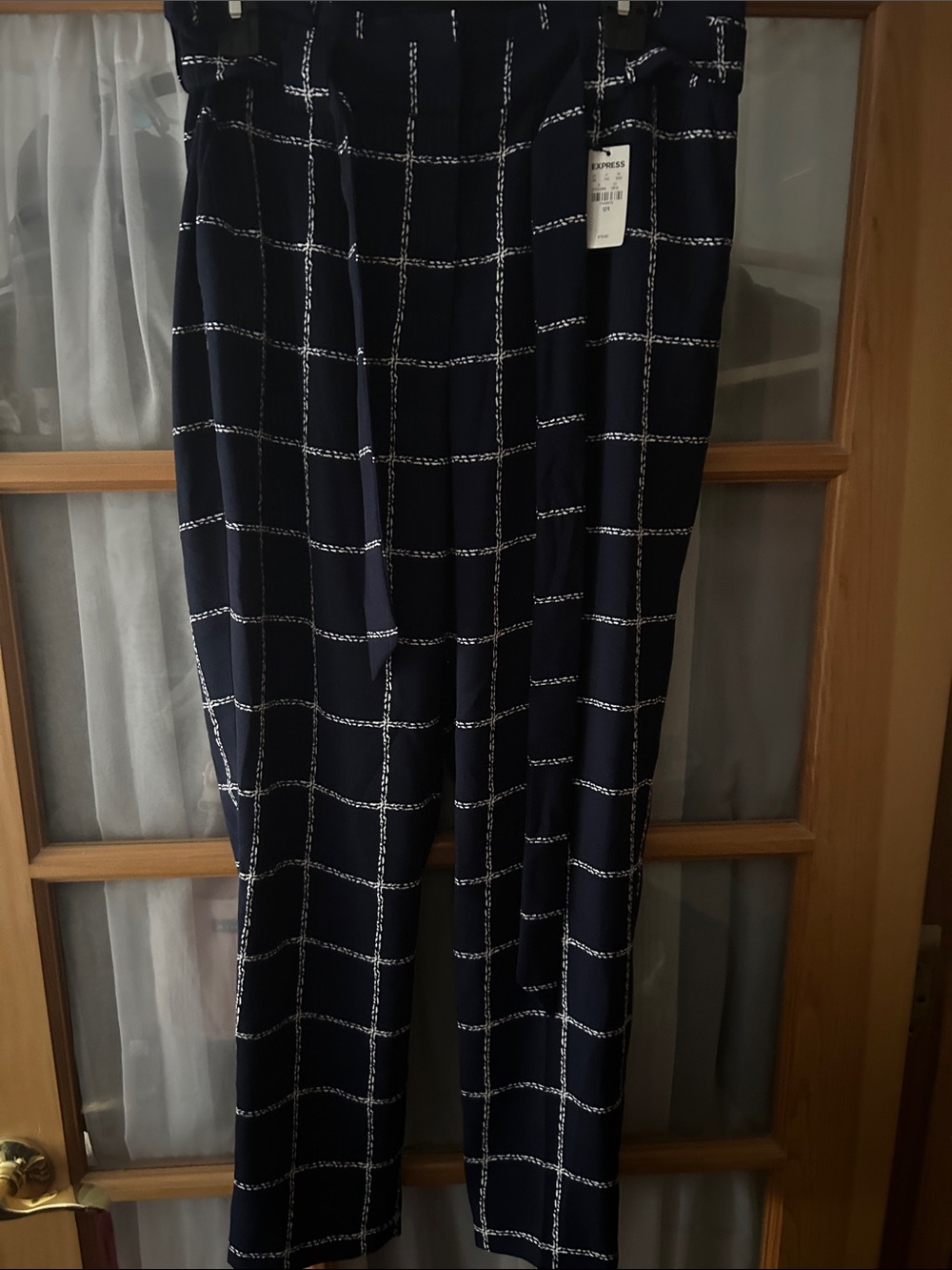 NWT Express Navy Windowpane Skirt